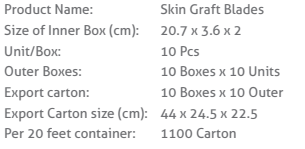 SKIN GRAFT BLADE PACKAGING DETAILS