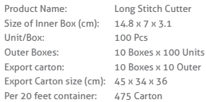 Long Stitch Cutters Packaging Details