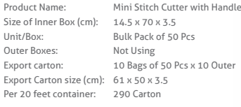 Stitch Cutter with Handle Packaging Details