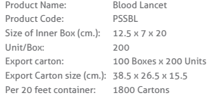 Blood Lancet Packaging Details